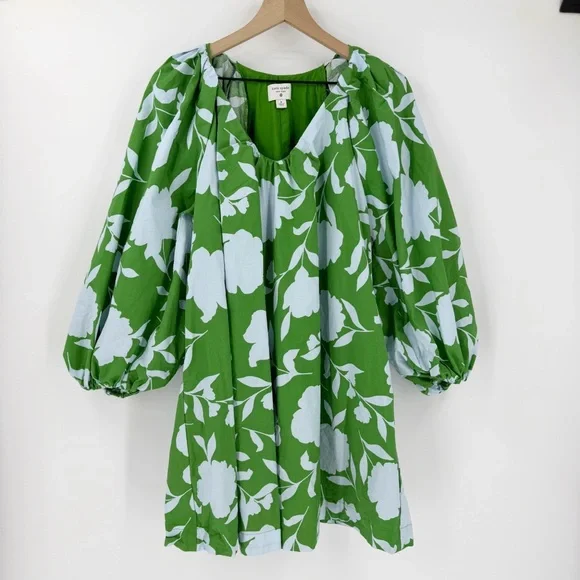 Kate Spade X Target Classic Rose Cotton Poplin 3/4 Sleeve Mini Dress L Pockets - Picture 2 of 7